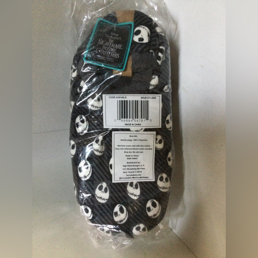 NWT The Nightmare Before Christmas Fuzzy Bubba Slipper Socks, Size M/L